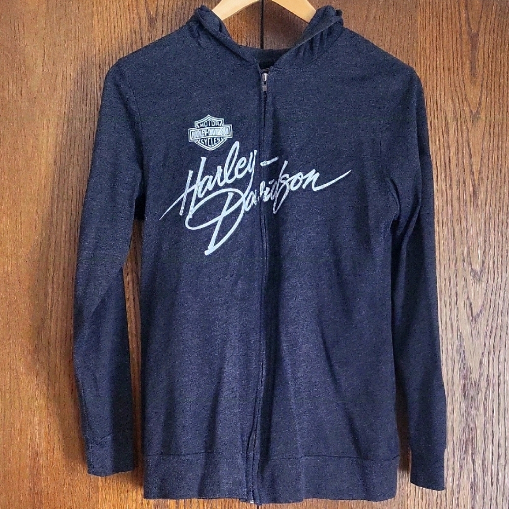 Ladie's Harley-Davidson Grey Zip-Up Hoodie